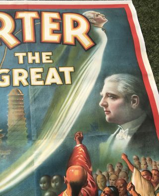 ANTIQUE HUGE Linen Backed 1926 Otis Litho Carter The Great Magician Magic Poster 5