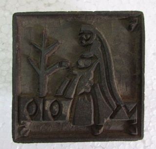Vintage Old Wooden Rare Lady Hand Carved Textiles Printing Block / Stamp