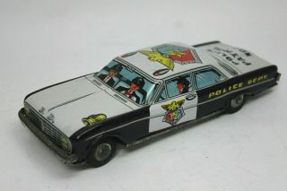 Vintage Police Patrol No.  2 Car Friction Tin Toy,  Made In Japan