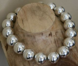Vtg Massive Mexico 925 Sterling Silver 18 " 26 Mm/1 " Bead Necklace 200 Gram Taxco