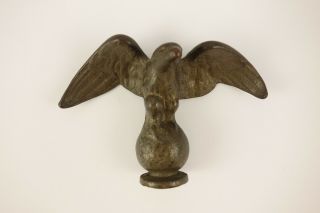 Antique Heavy Solid Brass Bronze Eagle Lamp Clock Flag Pole Finial Topper
