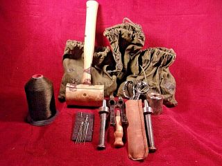 Vintage Us Army Ww2 Era Tent/tarp Repair Kit,  With All Tools And Stuff