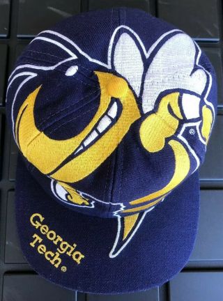 Vintage 90s Georgia Tech Yellow Jackets The Game Big Logo Snapback Hat Wool
