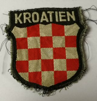 German Ww 2 - Croatian Volunteer Patch - Worn Piece