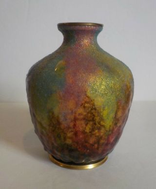 Antique P.  Bonnaud French Limoges Art Nouveau Enamel Vase