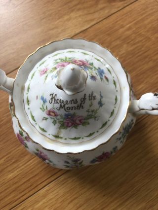 Vintage Bone China Royal Albert Flower of the Month Teapot & Sugar Bowl 3