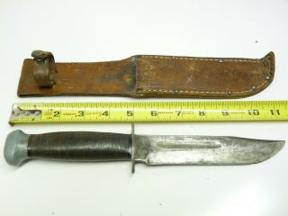 Orig.  Ww2 Usmc Pal Rh 36 Fighting Knife & Leather Sheath - Us