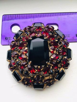 Schreiner NY Ruby Red Garnet Brooch Pin Rare Vintage High Domed Prong Set Signed 3