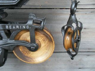 ANTIQUE RESTORED F.  E MYERS HAY TROLLEY RUSTIC DECOR BARN FARM/W PULLEYS 8