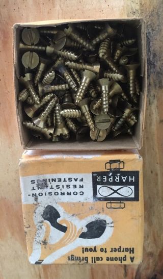 Vintage Box Of 5/8” Long Flat Head Brass Screws