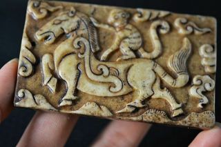 Exquisite Chinese Old Jade Carved Horse/monkey Pendant Y10