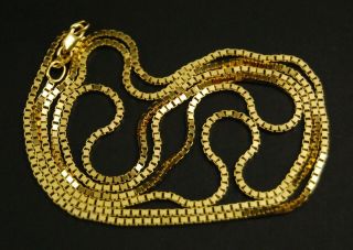 Vintage Italy 14k Yellow Gold Box Chain Necklace 30 " (1mm) 10.  2g