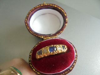 Antique Edwardian Ceylon Sapphire 18ct Gold Ring C1910
