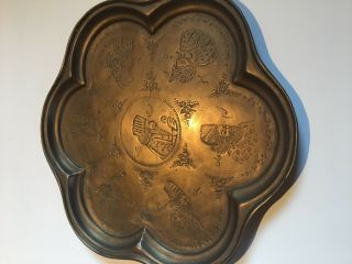 Persian Figural Engraved Brass Tea Tray With Images Of Kings