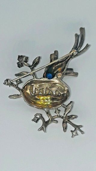 TRIFARI ALFRED PHILIPPE 1940 ' S STERLING BIRD WITH NEST PIN 2