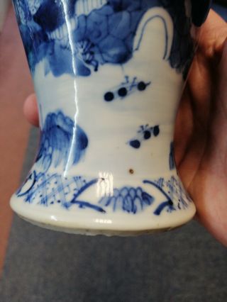 Chinese Porcelain blue & white vase with pagoda / temple scene 6