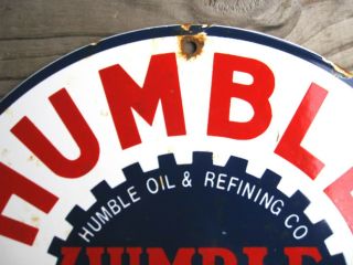 HUMBLE OILS GASOLINE VINTAGE PORCELAIN ENAMEL GAS PUMP OIL SERVICE STATION SIGN 4
