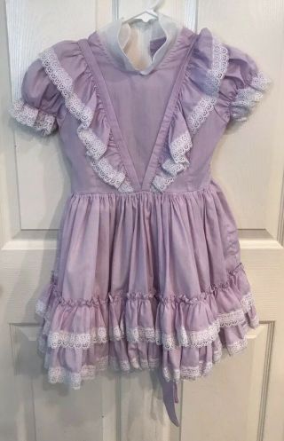 Vintage Betty Oden Ruffle Lace Girls Dress 3t/4t