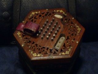 Antique,  Concertina,  “english”,  48 Buttons With Hex Box Good Sound