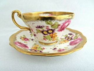 Vintage England Pink Roses Cup And Saucer