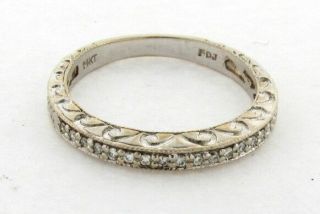 Vintage 14k White Gold 15 Diamond Wedding Band Ring