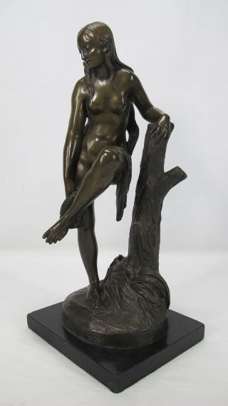 ORIG Jean Francois Theodore Gechter (1796 - 1844) Antique Bronze Nude on Stump yqz 11