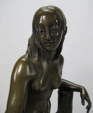 Orig Jean Francois Theodore Gechter (1796 - 1844) Antique Bronze Nude On Stump Yqz