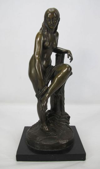ORIG Jean Francois Theodore Gechter (1796 - 1844) Antique Bronze Nude on Stump yqz 3