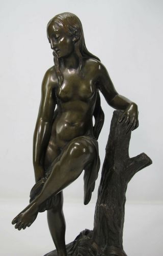 ORIG Jean Francois Theodore Gechter (1796 - 1844) Antique Bronze Nude on Stump yqz 5