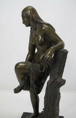 ORIG Jean Francois Theodore Gechter (1796 - 1844) Antique Bronze Nude on Stump yqz 6