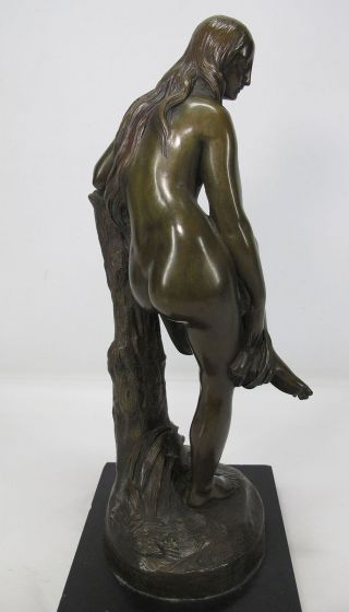 ORIG Jean Francois Theodore Gechter (1796 - 1844) Antique Bronze Nude on Stump yqz 8