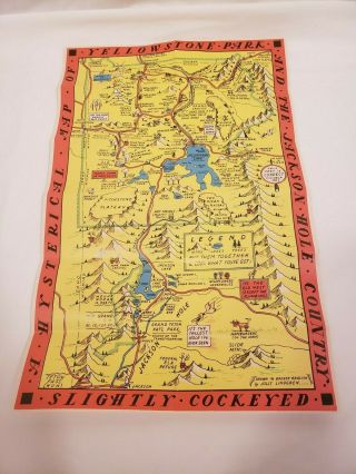 Vintage Hysterical Map Of Yellowstone & Jackson Hole Country,  By Jolly Lindgren