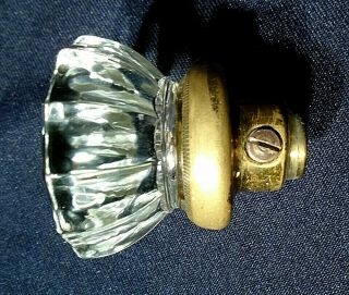 ANTIQUE GLASS DOOR KNOB - CLEAR GLASS - - STAR DESIGN - - BRASS BASE - EXC 2