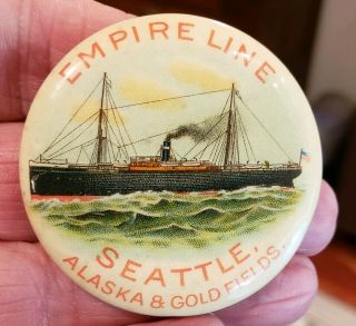 Vintage Gold Rush Seattle Alaska Gold Fields Pocket Advertising Mirror