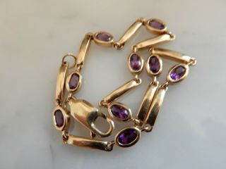 An Exceptional Solid 9 Ct Gold Amethyst Set Bracelet