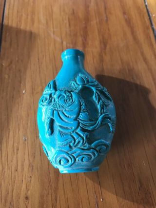Antique Old Oriental Chinese Turquoise Colour Snuff Bottle