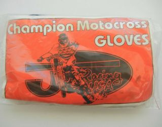 Vtg 1970s Pr Orig JT Racing USA Motocross MX Racing LEATHER GLOVES vmx AHRMA 11