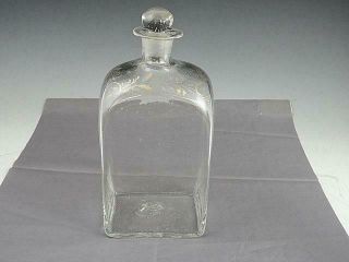 18th Century Stiegel Type Blown Glass Decanters Liquor Bottle With Gold Gilding