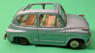 Rare Vintage Bandai Fiat 600 Cabrio Convertible Tin Litho Toy Car Japan 1950s