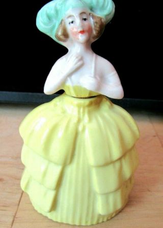 Antique German Porcelain Tiny Art Deco Lady Perfume Bottle - Vintage