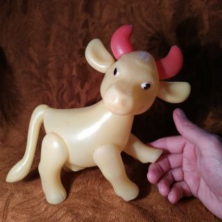 Vintage Rare Russian Plastic Toy - Cow - 7.  8 In - Soviet Doll Ussr