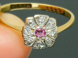 18ct Gold 18k Gold Antique Ruby & Diamond Ring Size N