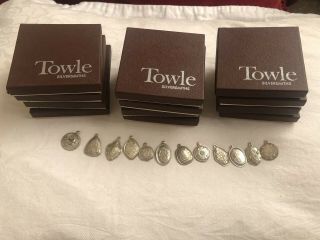 12 TOWLE Vintage Sterling Silver Double Sided Charms 12 Days Xmas Boxes/papers 10