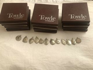 12 Towle Vintage Sterling Silver Double Sided Charms 12 Days Xmas Boxes/papers