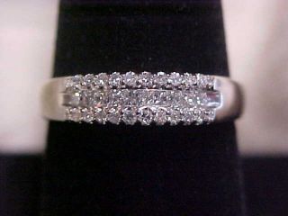 Estate Unique.  50ctw Princess & Round Pave Set Diamond Band - Ring 14k White Gold