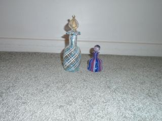 Vintage Murano Made In Italy 2 Perfume Bottles With Stoppers