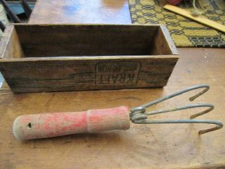 Vintage Garden Farm Hand Tool Old Wooden Cheese Box 2