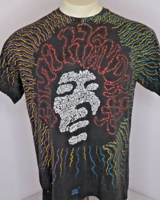 Vtg 90s Jimi Hendrix Winterland All Over Print Concert Music Tour T - Shirt Sz L