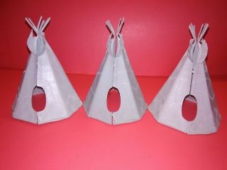 Vintage Marx Fort Apache Playset Teepees 3 In All Flat Gray