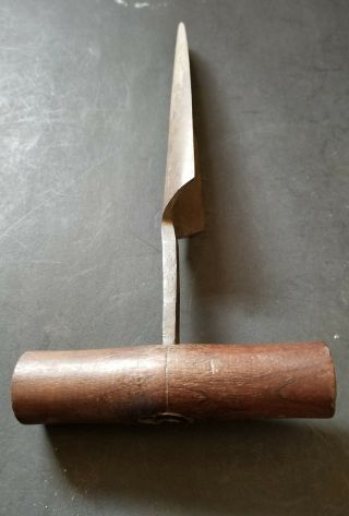 Vintage Antique Gardening Forged Steel Wood Handle Tool 4